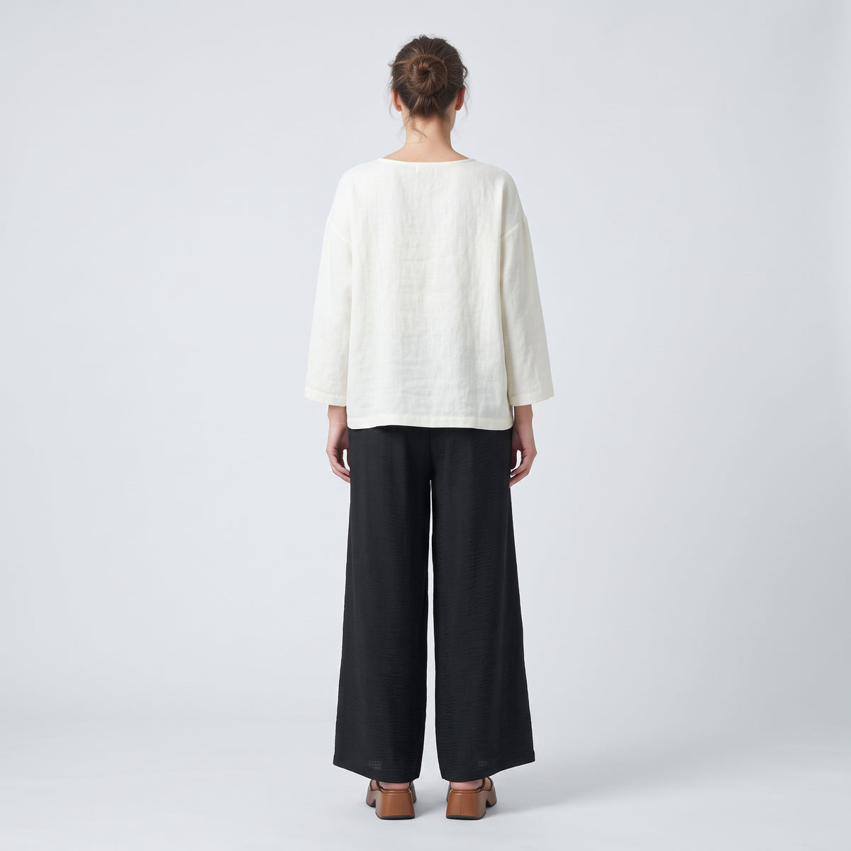ESKANDAR Black Wide-Leg Textured Trousers - view 5