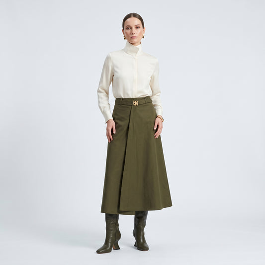 NATAN Belted Olive Green Midi Skirt - view 2