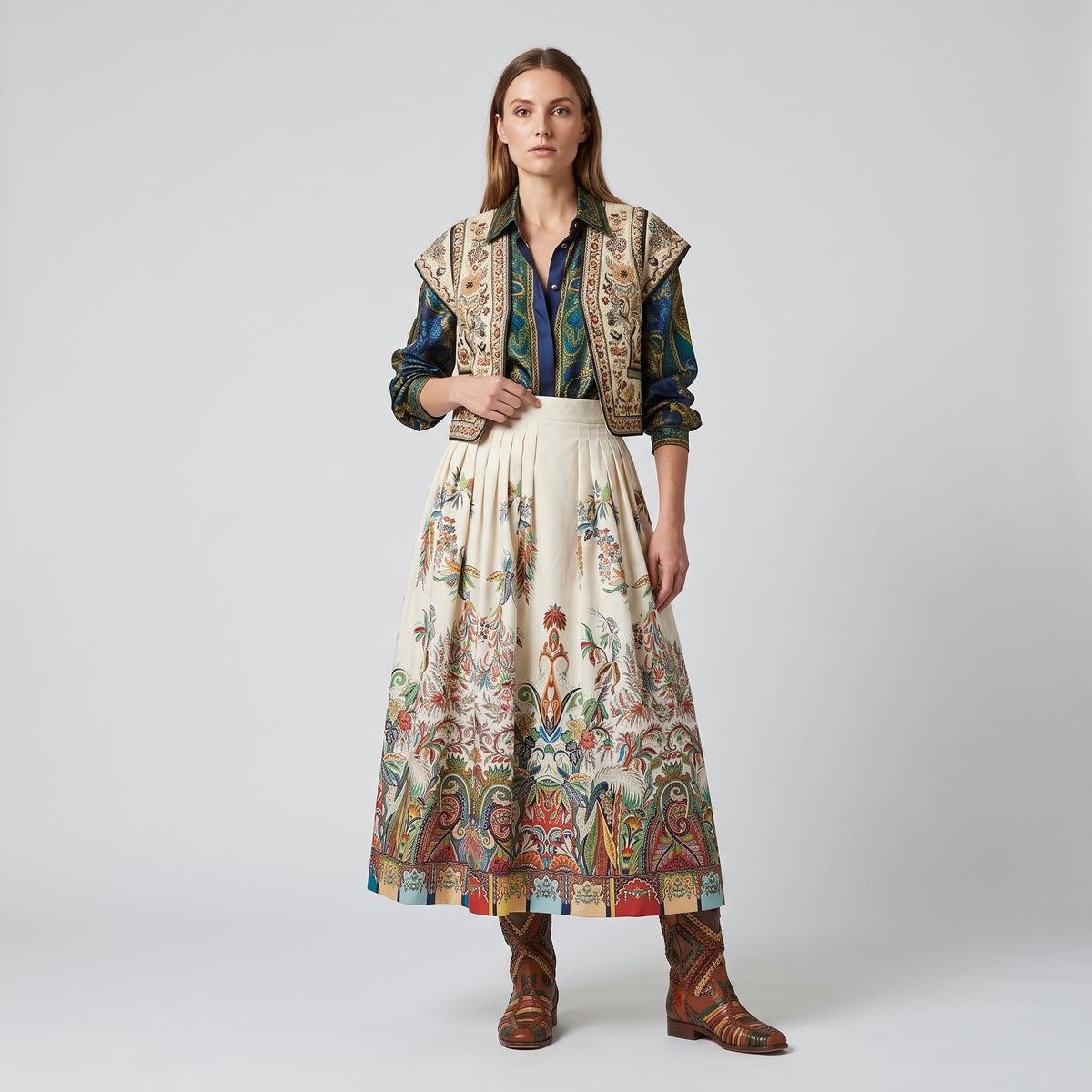 ETRO Floral Paisley Pleated Midi Skirt - view 3