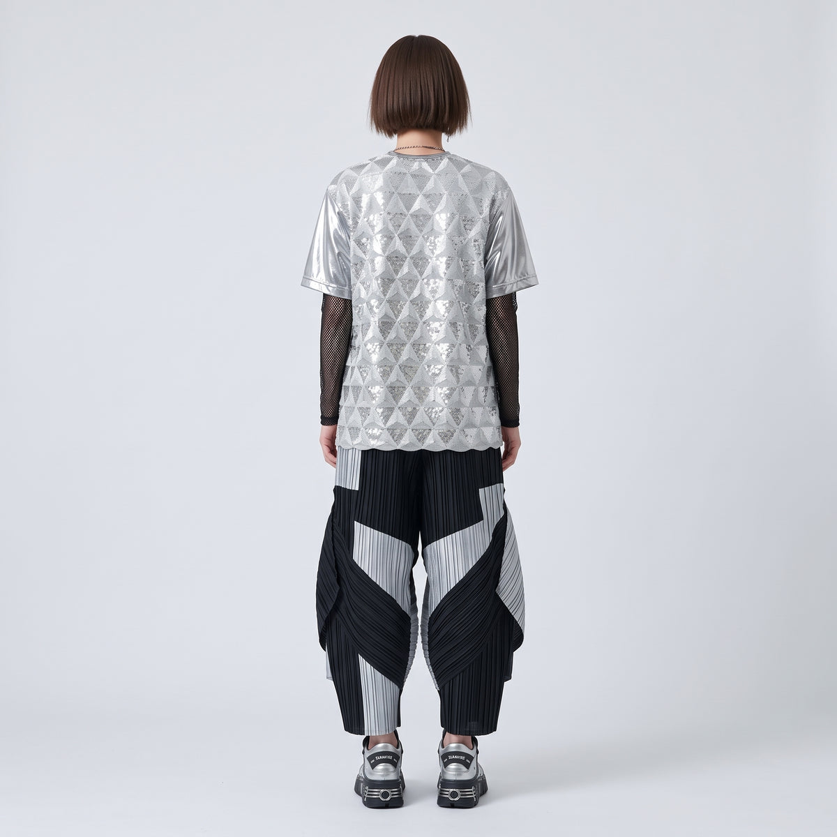 Metallic Sequin Geometric Tee