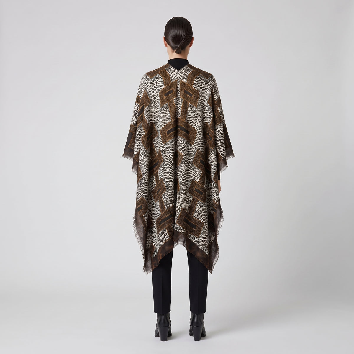 MAISON PASSAGE Brown Geometric Fringed Kimono - view 5