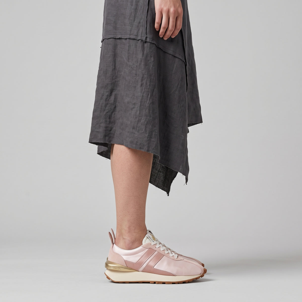 Pink Satin and Suede Sneakers