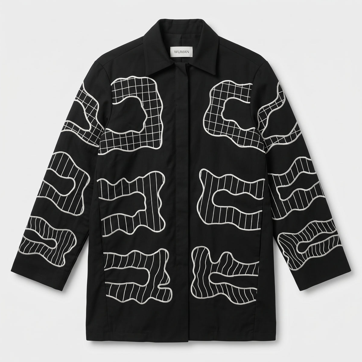 WUMAN Monochrome Embroidered Car Coat