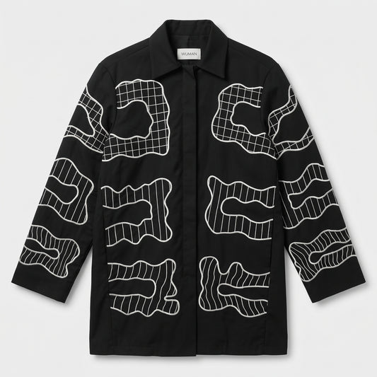 WUMAN Monochrome Embroidered Car Coat