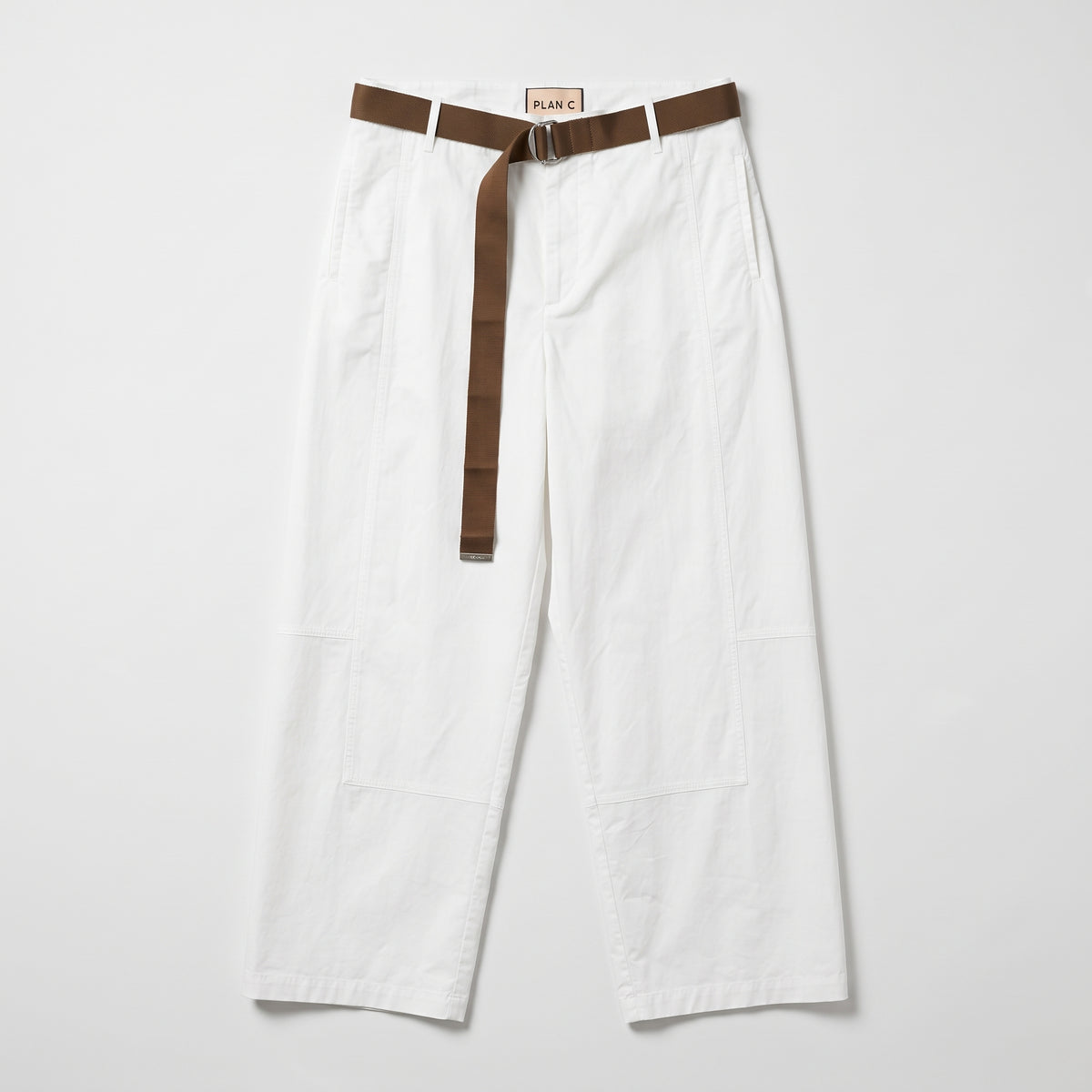 White Belted Wide-Leg Trousers