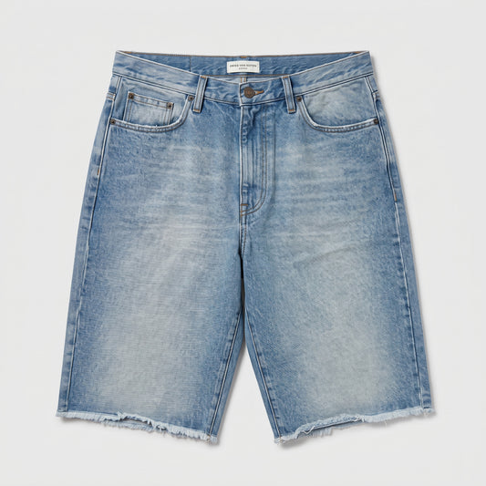 DRIES VAN NOTEN Light Wash Denim Raw-Hem Shorts