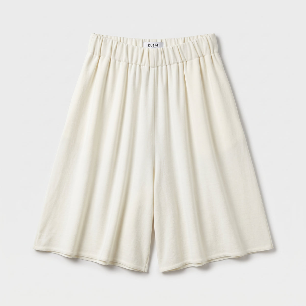 Relaxed White Knit Bermuda Shorts