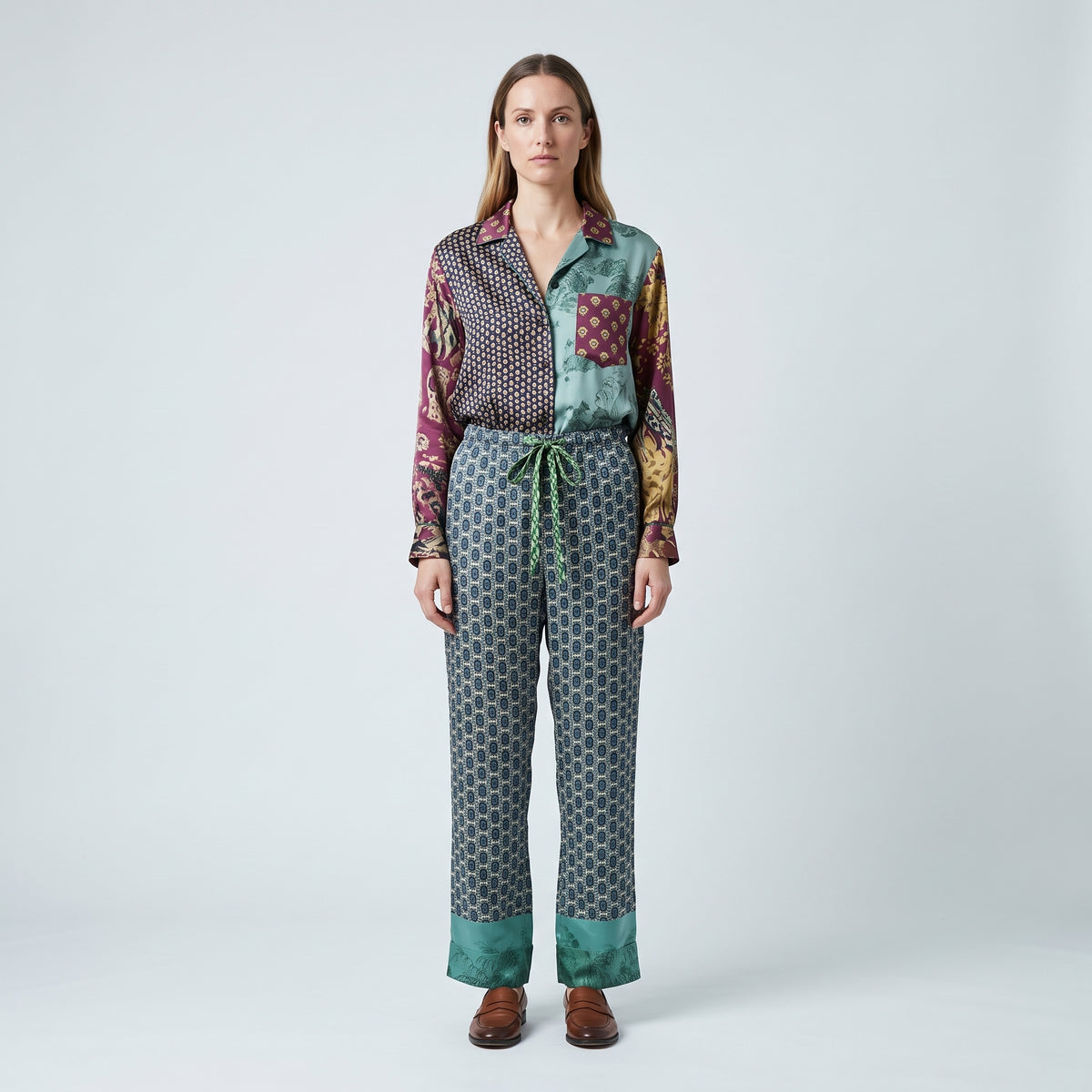 Geometric Print Drawstring Trousers