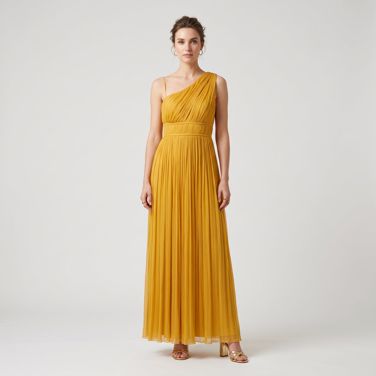 ALBERTA FERRETTI One-Shoulder Pleated Chiffon Dress - view 3
