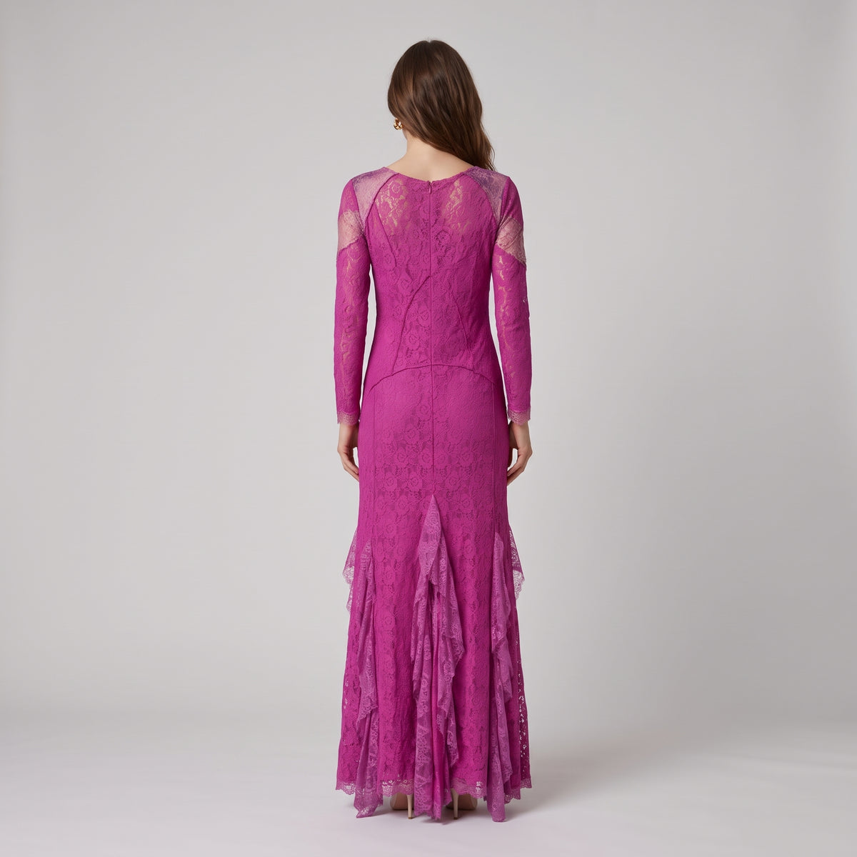 NINA RICCI Elegant Pink Lace Evening Gown - view 5