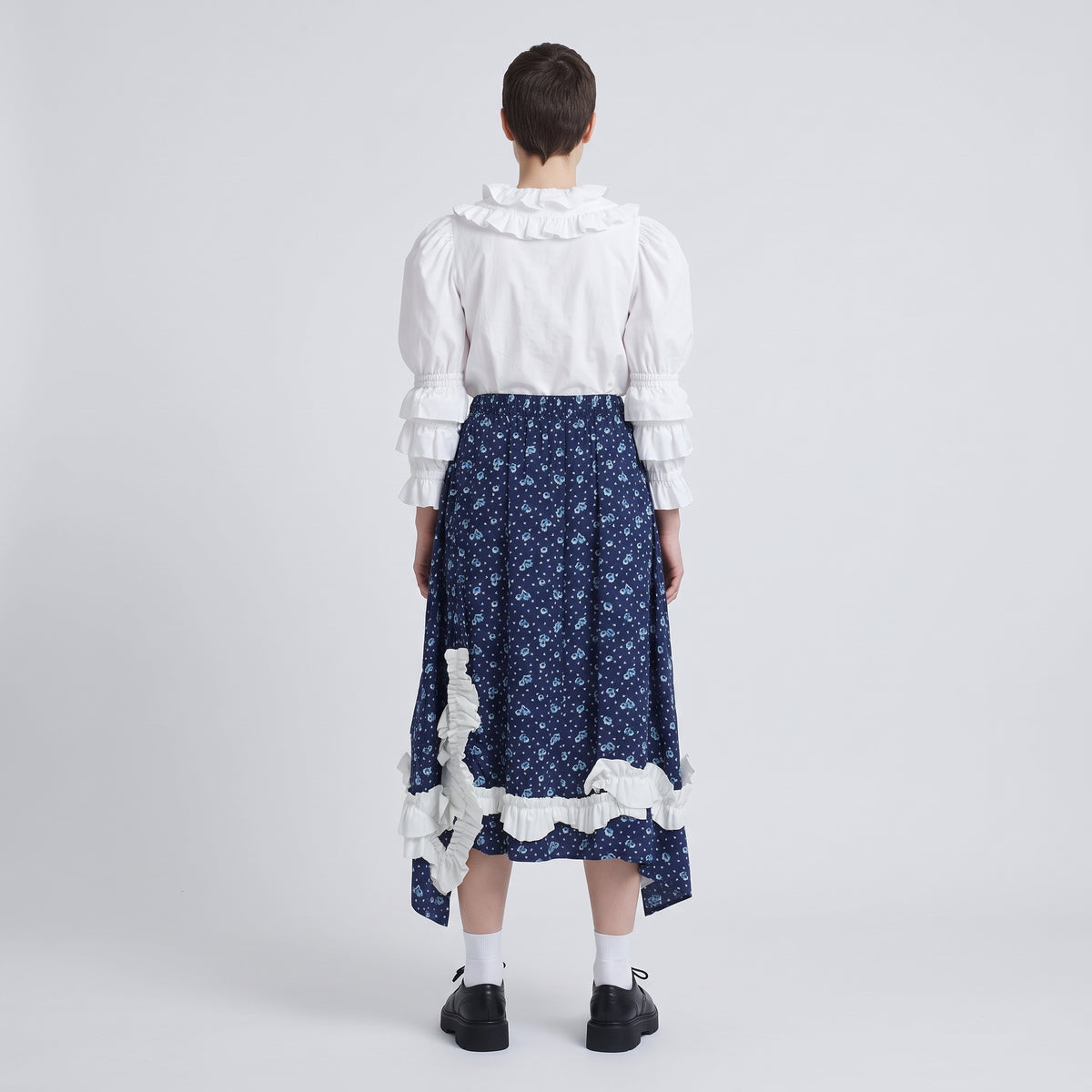 CDG CDG Floral Ruffle Asymmetric Skirt - view 5