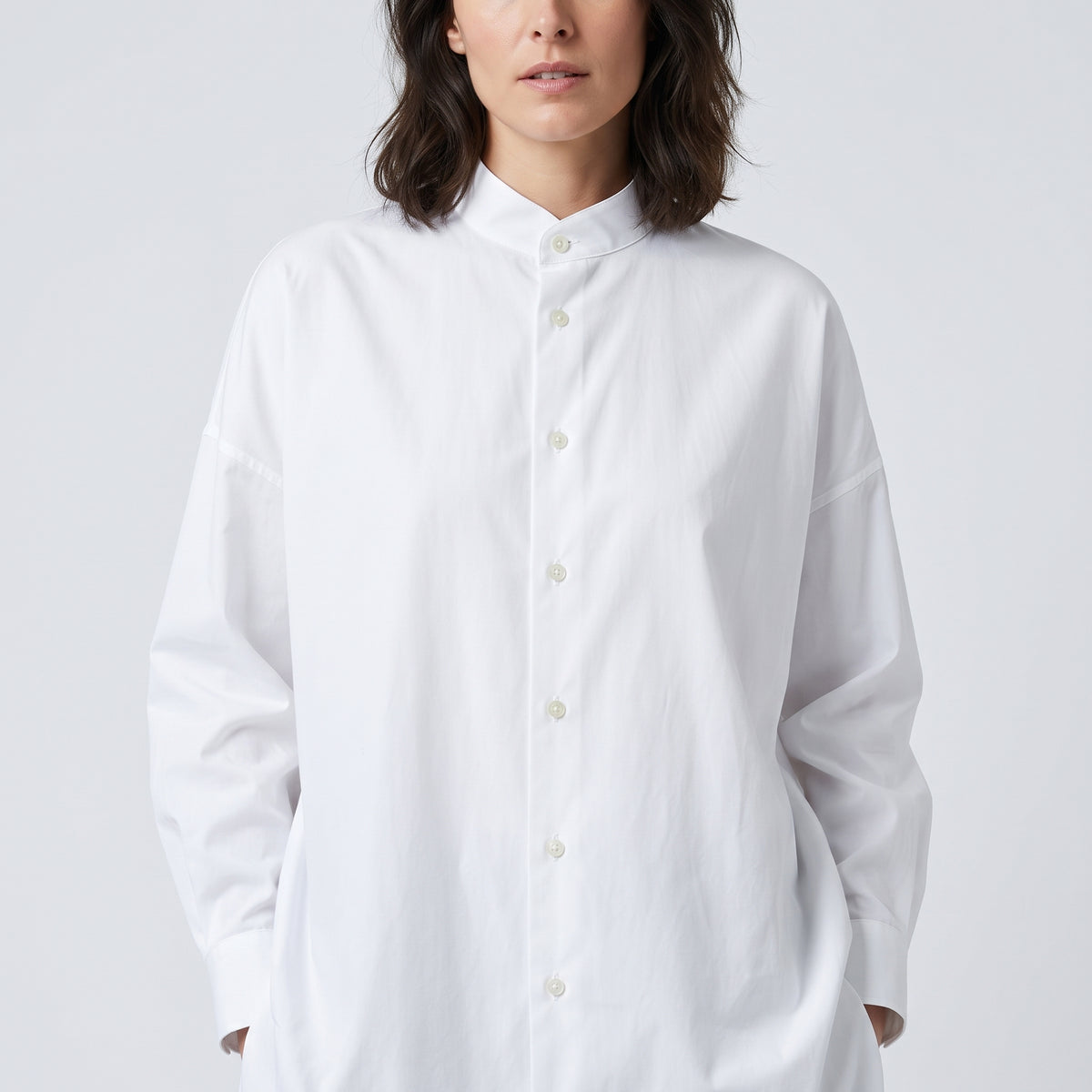 Oversized Mandarin Collar Shirt