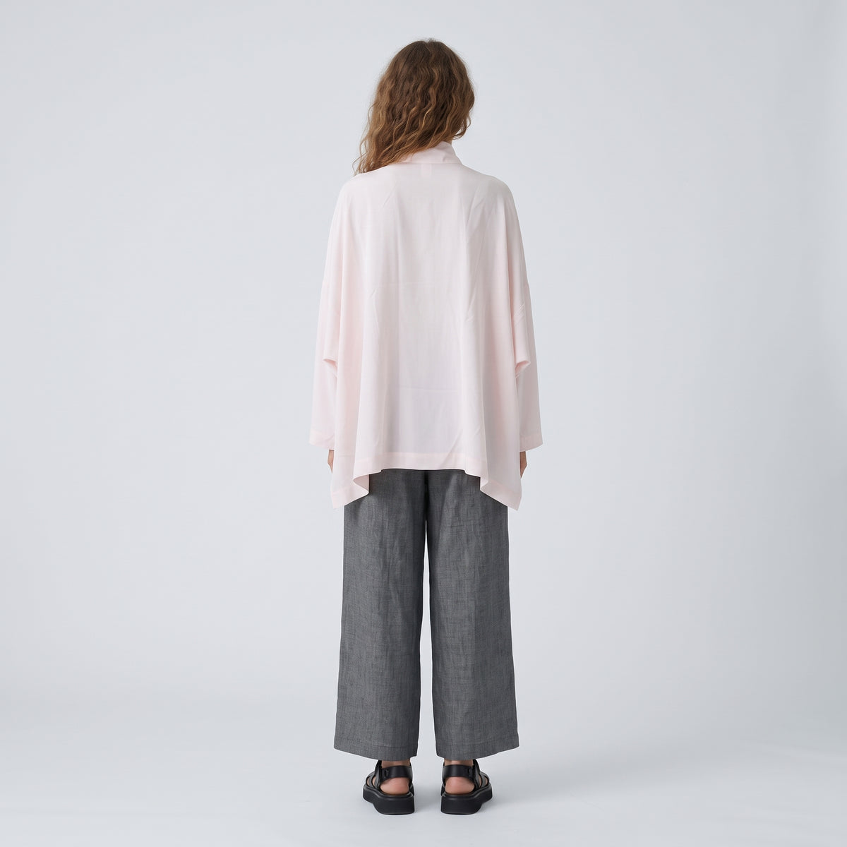 ESKANDAR Oversized Pink Mandarin Collar Shirt - view 5