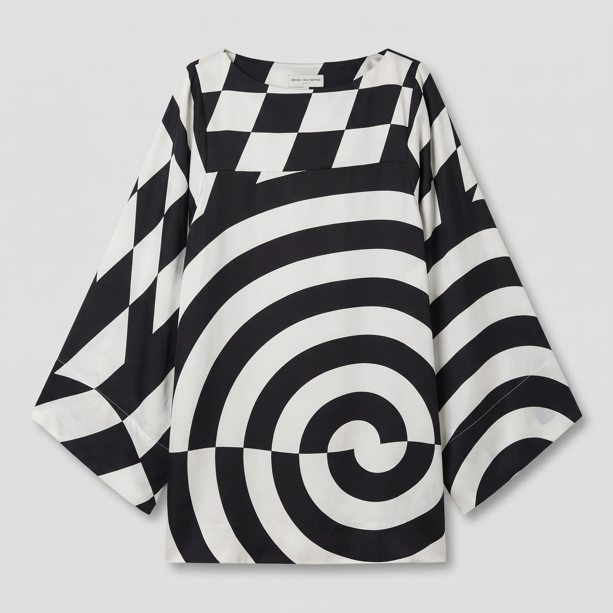 Monochrome Graphic Wide Sleeve Top
