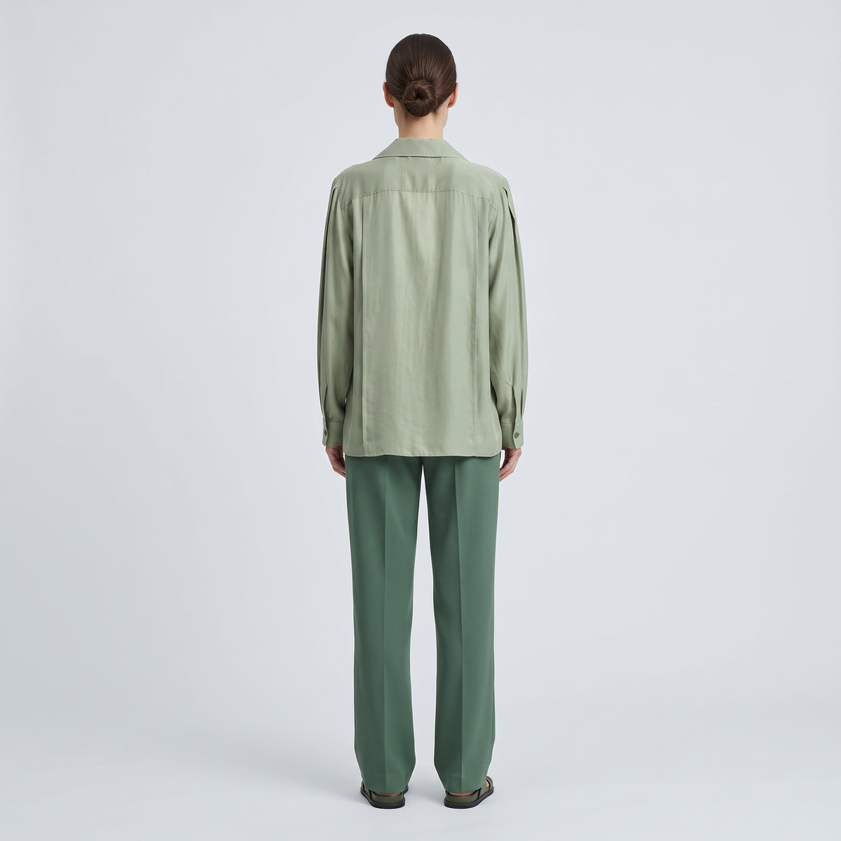 ALBERTA FERRETTI Sage Green Pleated Shirt - view 5