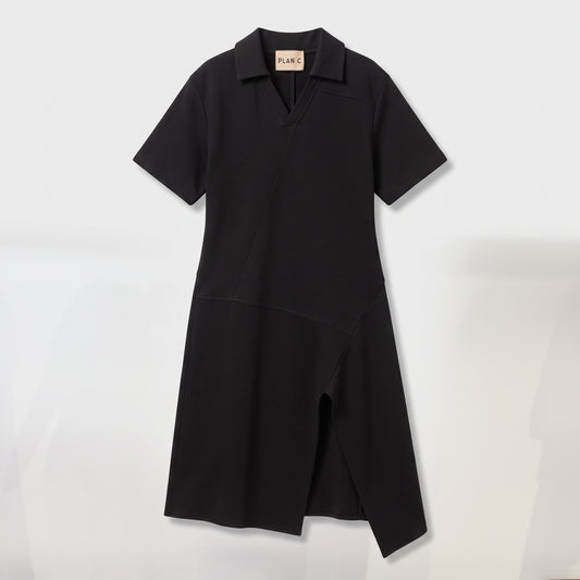Polo Collar Asymmetric Dress