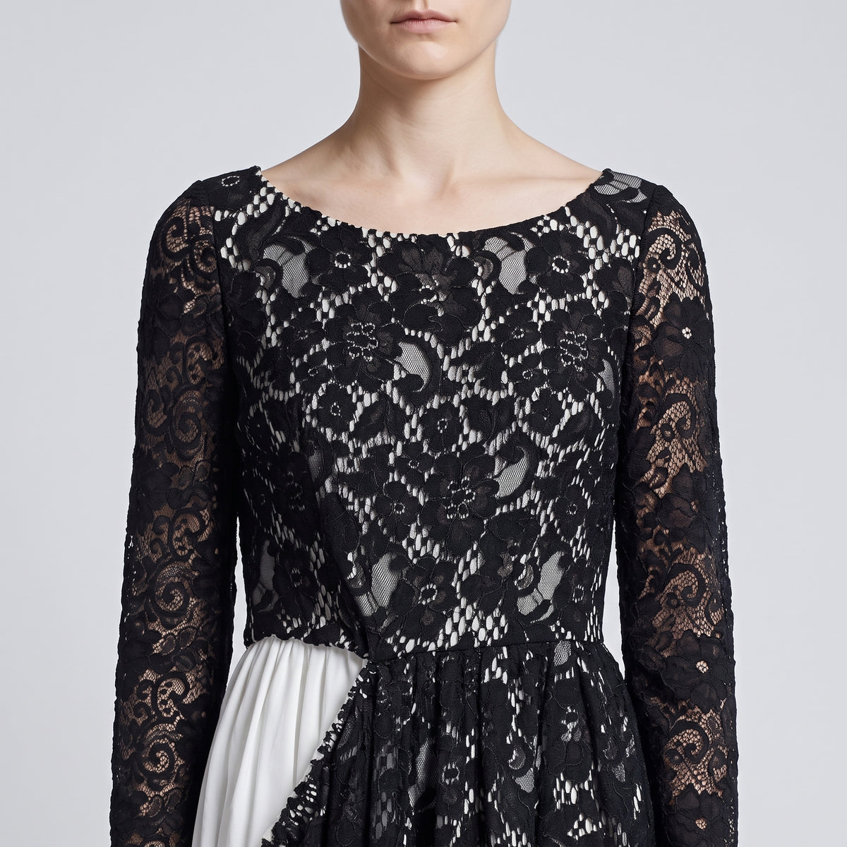 COMME DES GARCONS Asymmetric Lace Contrast Dress - view 2