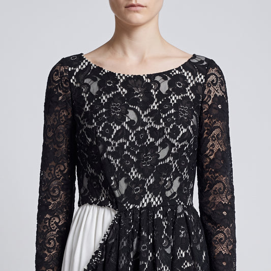 COMME DES GARCONS Asymmetric Lace Contrast Dress - view 2