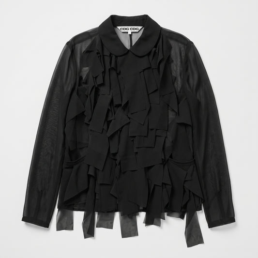 Sheer Ribbon Applique Blouse