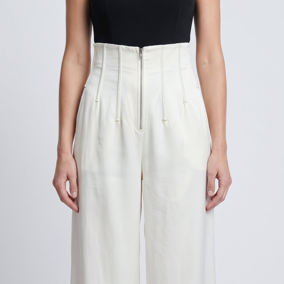 BY FANG Cream High-Waisted Wide-Leg Trousers - view 2
