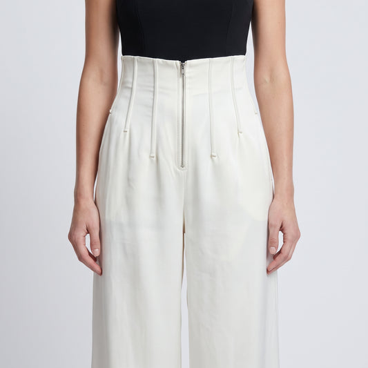 BY FANG Cream High-Waisted Wide-Leg Trousers - view 2