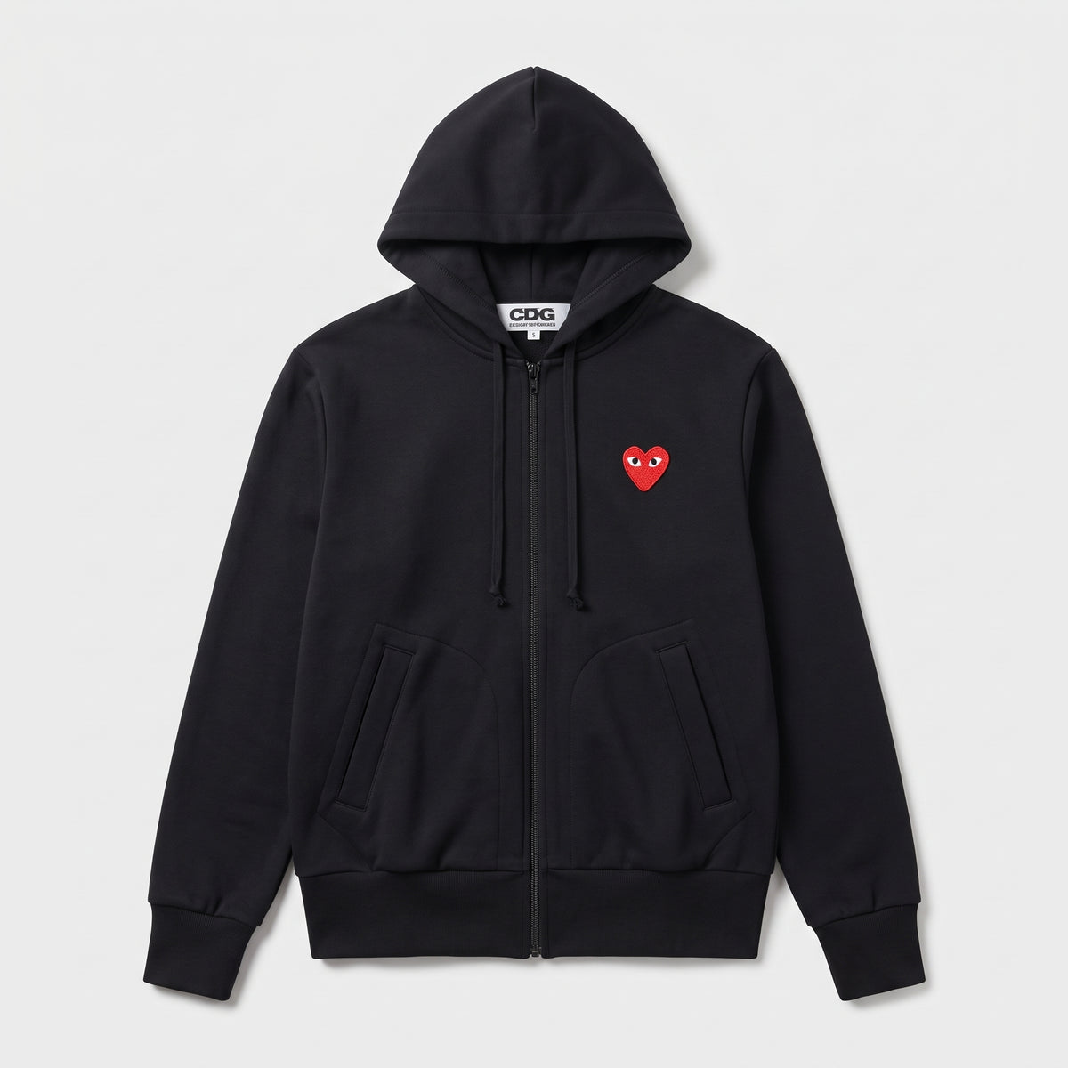 CDG PLAY Heart Patch Zip-Up Hoodie
