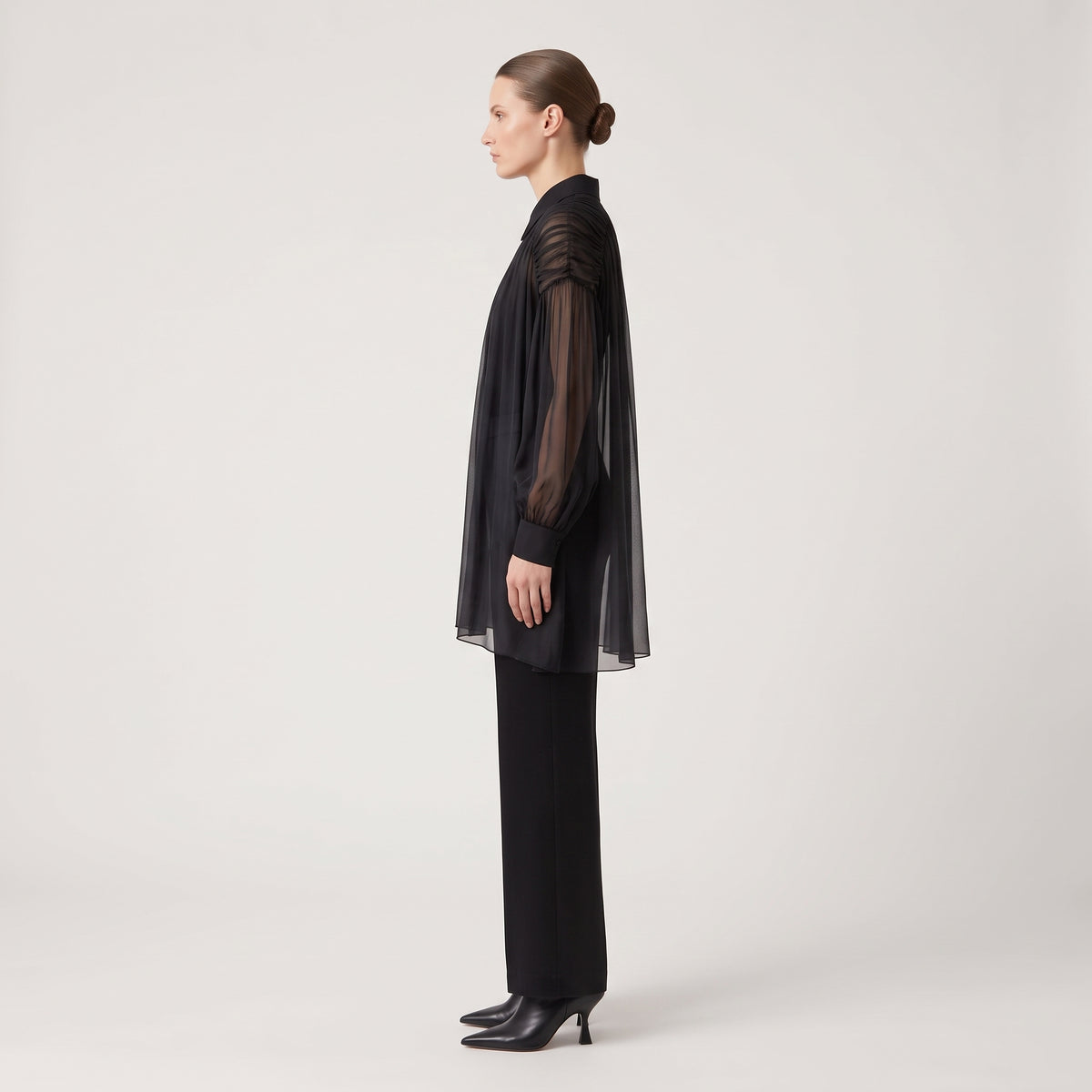 ALBERTA FERRETTI Sheer Ruched Collared Blouse - view 2