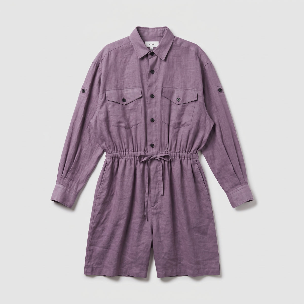 HYKE Linen Drawstring Utility Jumpsuit