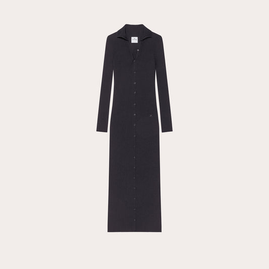 LIGHT RIB CARDIGAN LONG DRESS