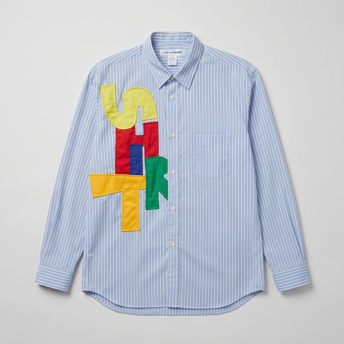 CDG SHIRT Striped Patchwork Graphic Cotton Shirt