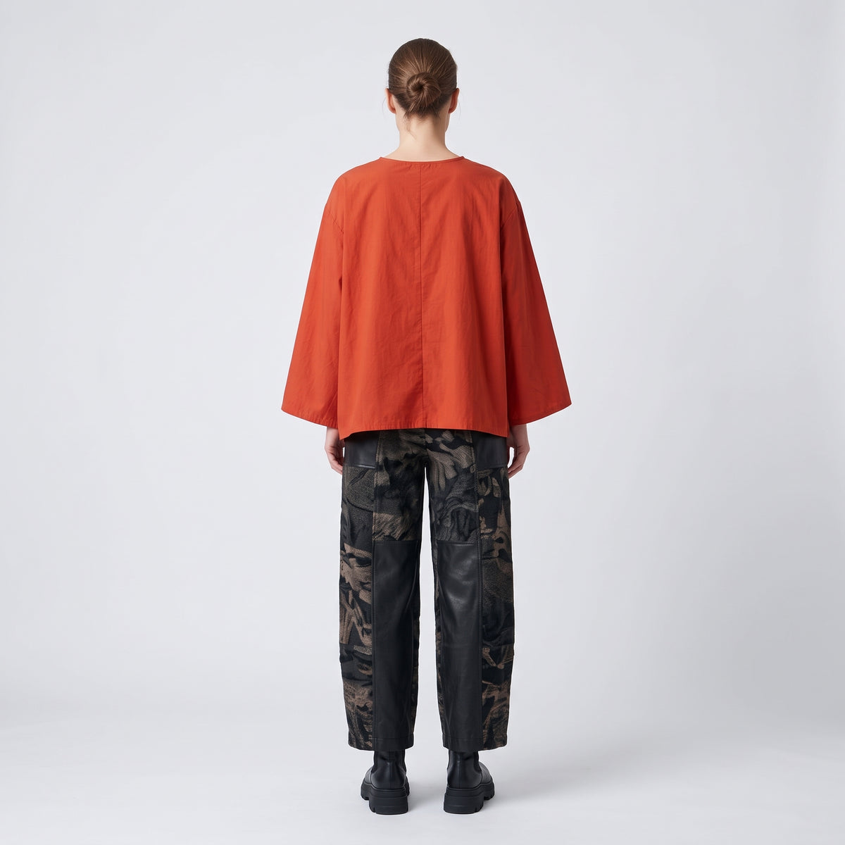 DUSAN Oversized Rust Cotton Top - view 5