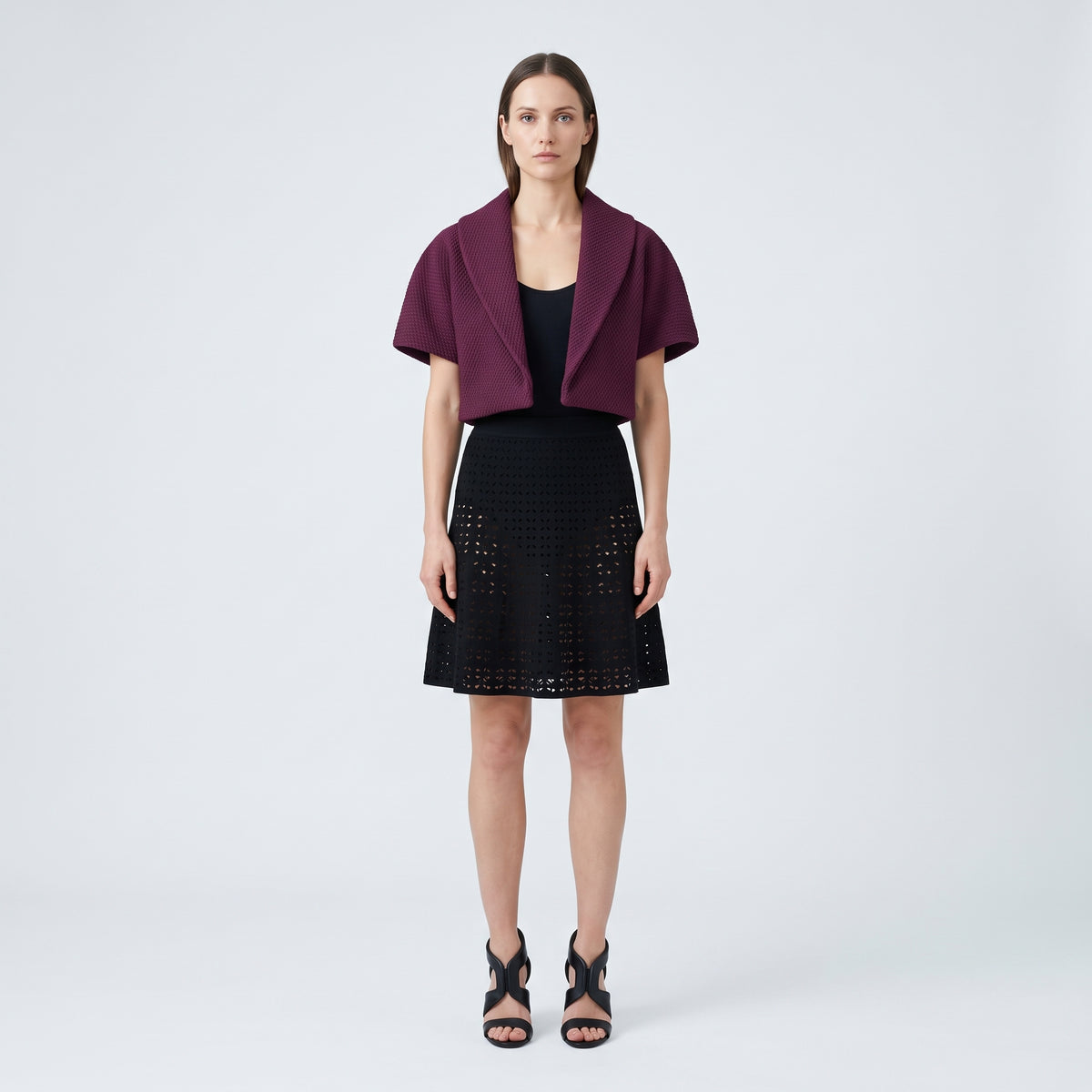 ALAIA Cropped Textured Knit Bolero Jacket - view 3