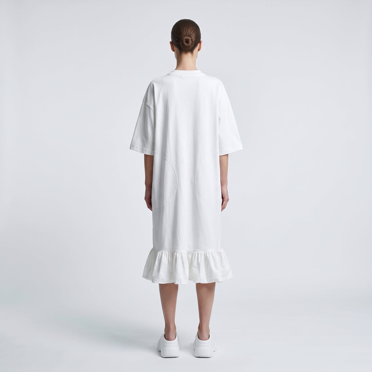 White Ruffled T-Shirt Dress