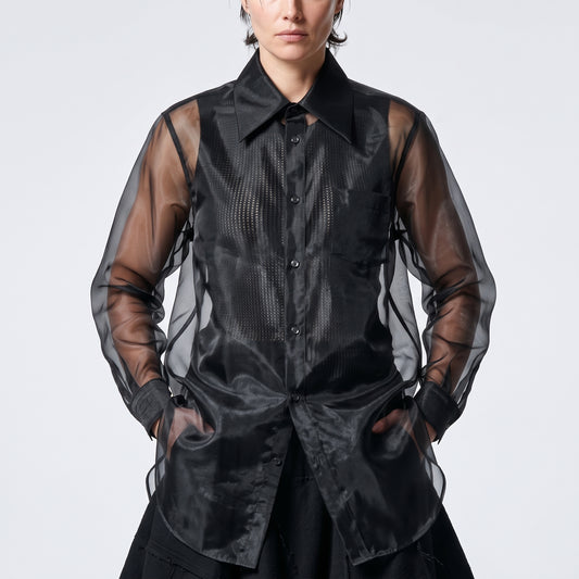 COMME DES GARCONS Sheer Black Button-Up Shirt - view 2