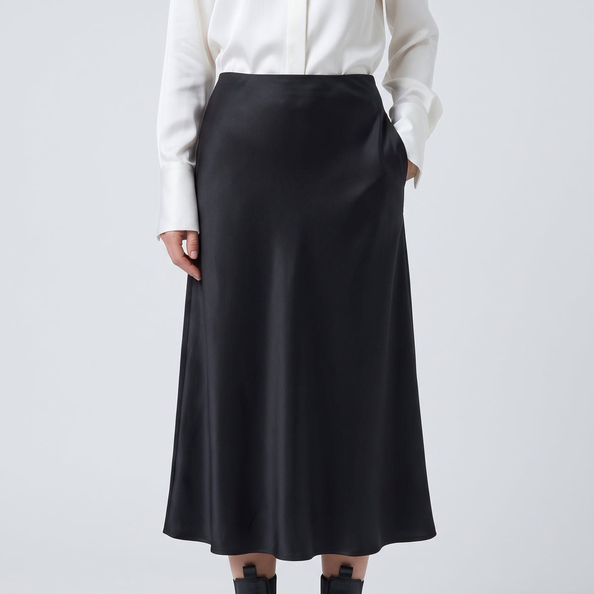 Marielle Satin Midi Skirt