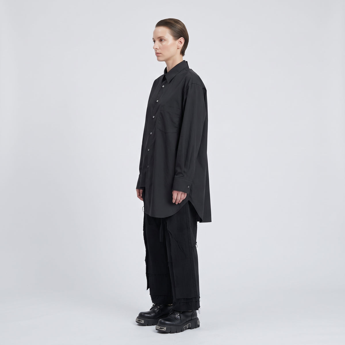 COMME DES GARCONS Asymmetric Hem Cotton Black Shirt - view 3