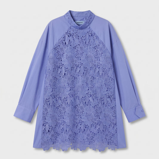AKNVAS Floral Lace Mock Neck Tunic