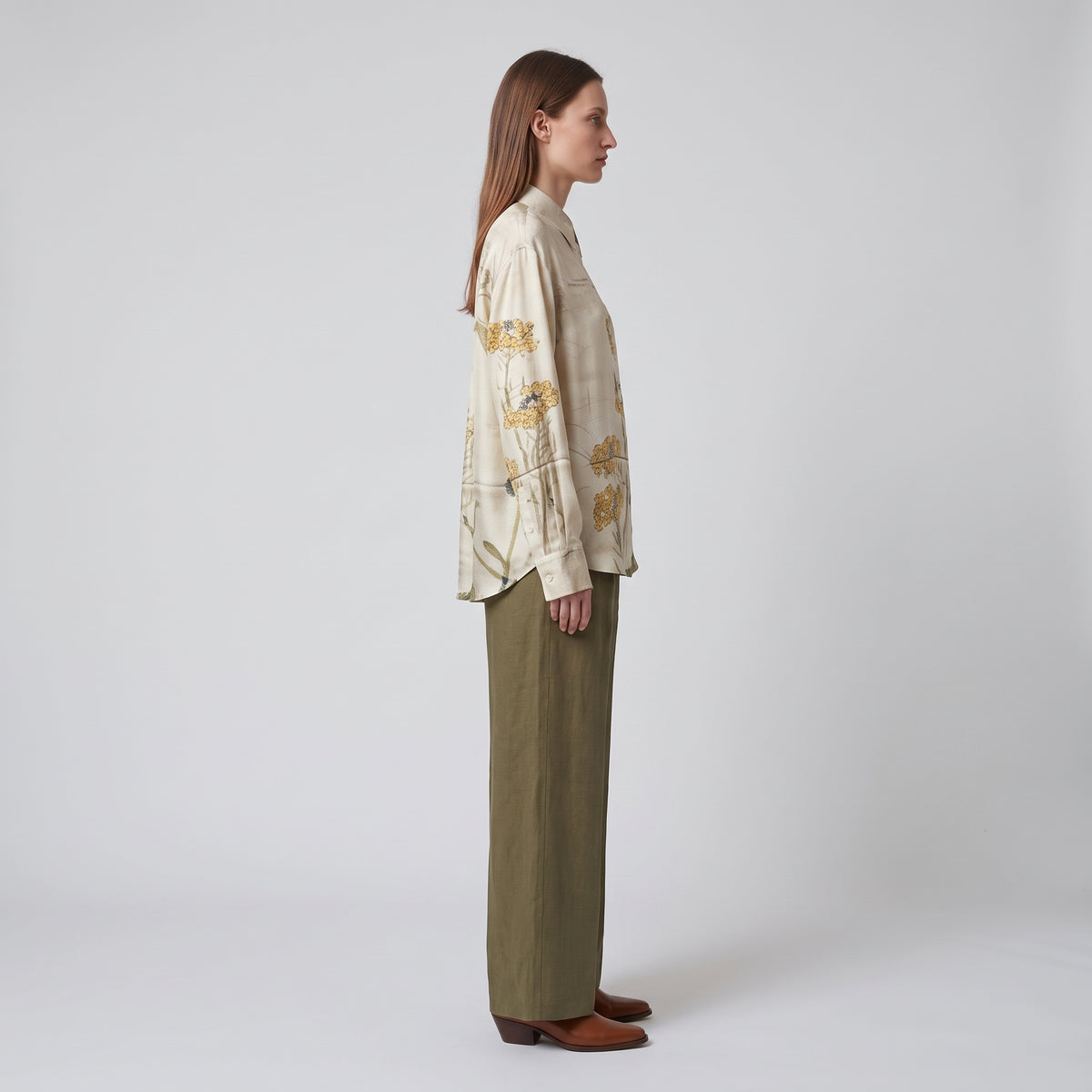 PIERRE LOUIS MASCIA Yellow Floral Print Silk Shirt - view 4