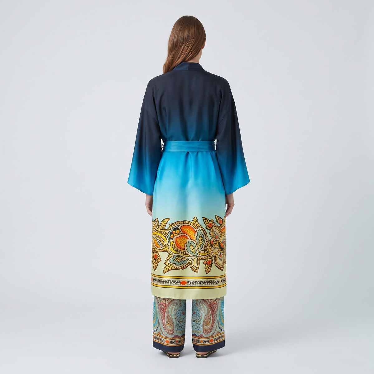 ETRO Ombre Floral Silk Kaftan Robe - view 5