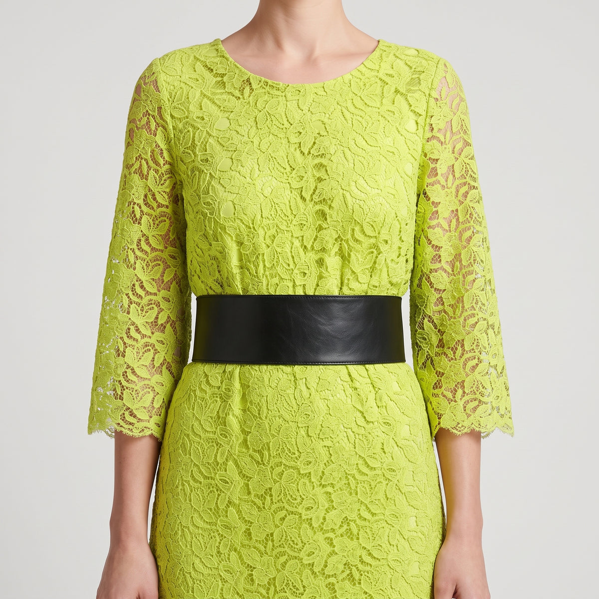Vibrant Yellow Lace Midi Dress