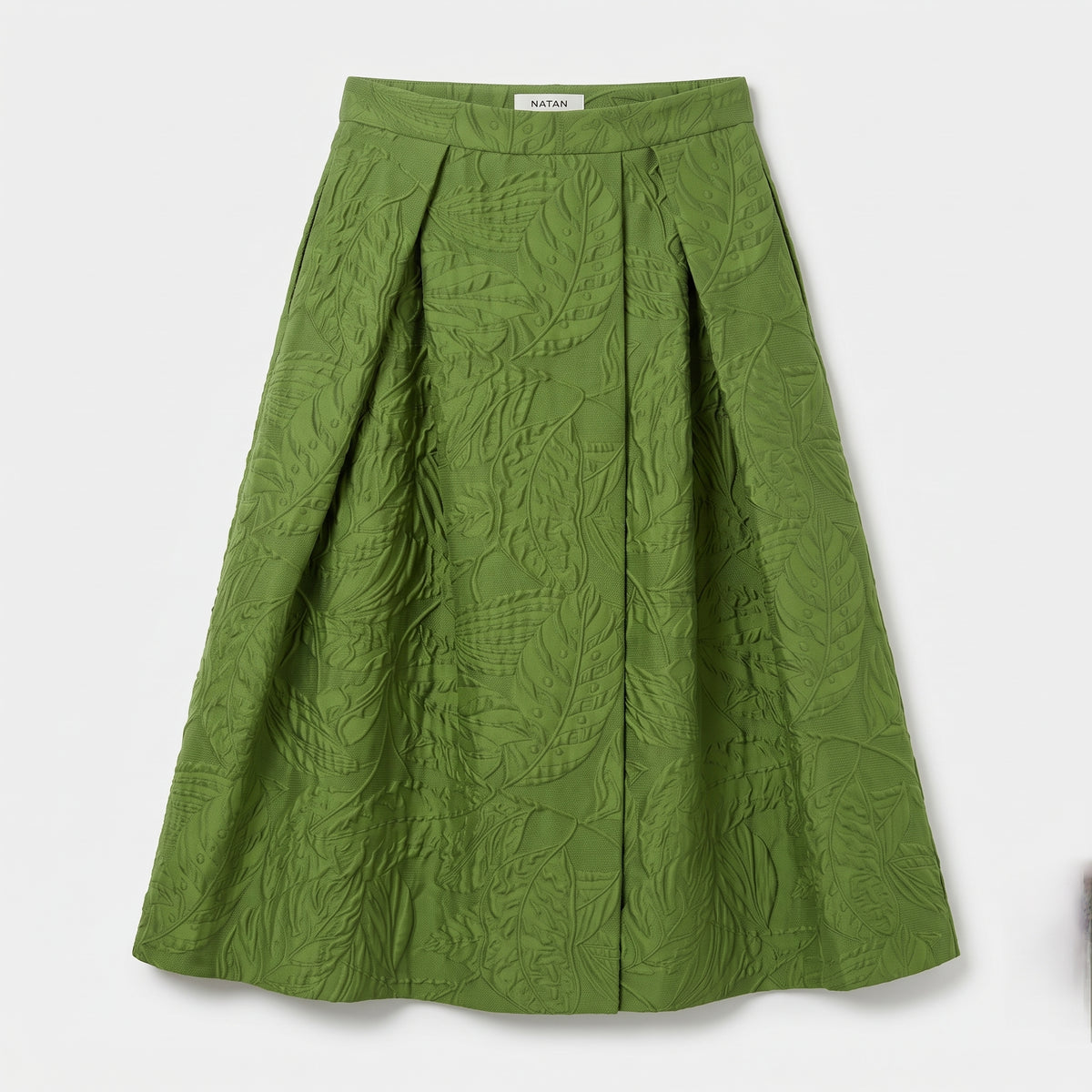 Textured Leaf Print Midi Skirt