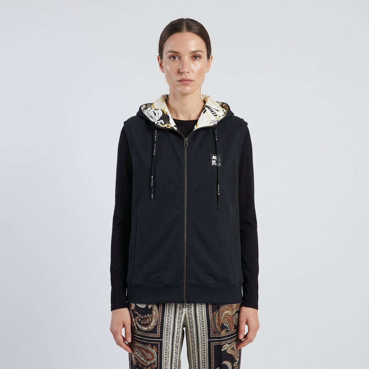 ETRO Hooded Zip Up Cotton Vest - view 4