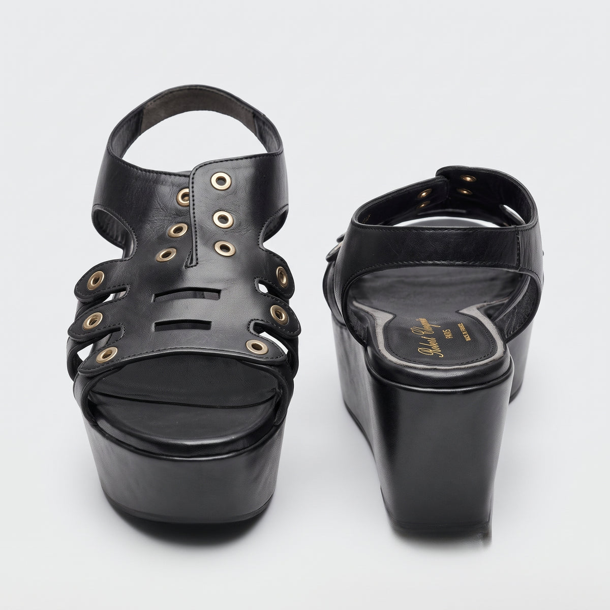 Eyelet Detail Platform Wedge Sandals