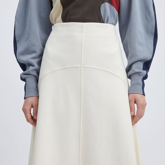 PLAN C White Structured Flared Midi Skirt - view 2