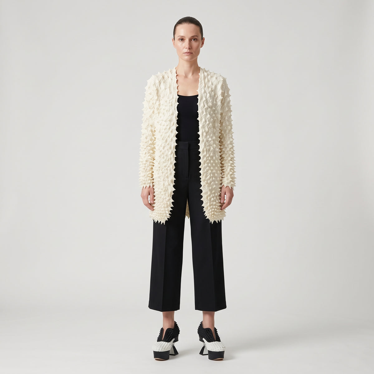 BUNZABURO Textured Shibori Open Front Cardigan - view 3