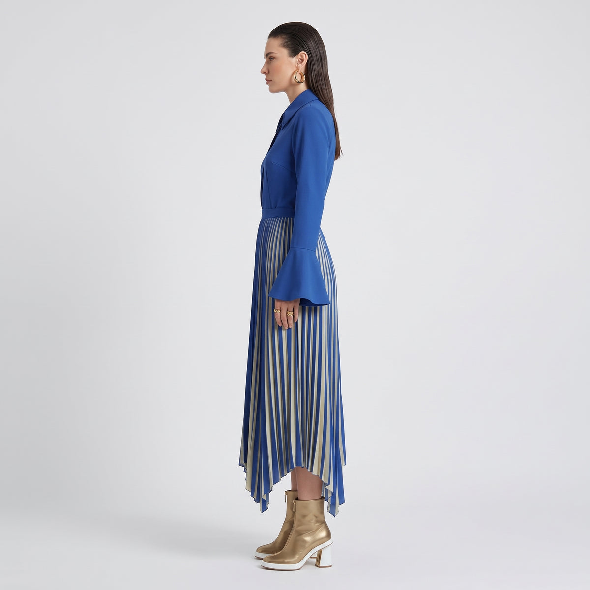 THEBE MAGUGU Pleated Cobalt Midi Skirt - view 4