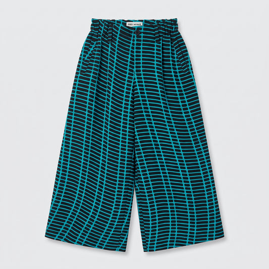 ISSEY MIYAKE Geometric Pattern Wide Leg Trousers