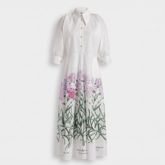 Floral Print Cotton Shirt Dress