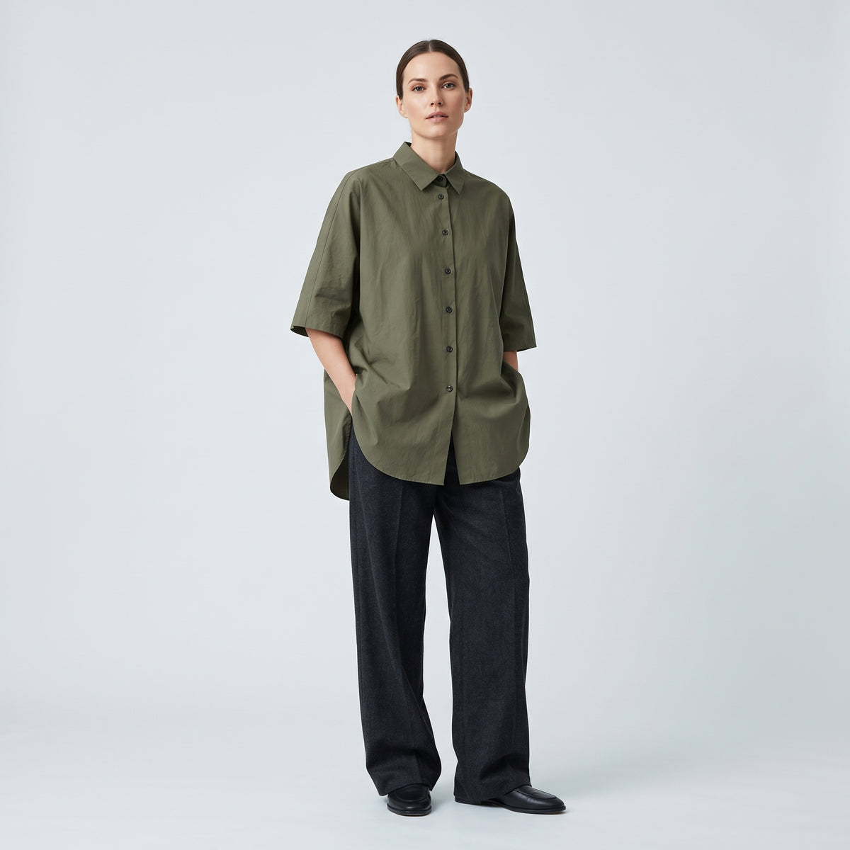 Oversized Short Sleeve Cotton Shirt