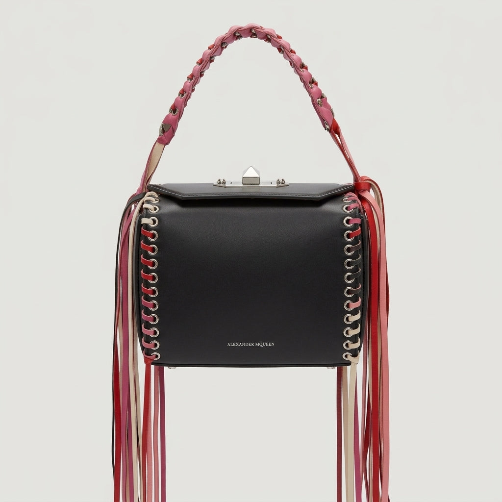 ALEXANDER MCQUEEN Whipstitch Leather Fringe Box Bag